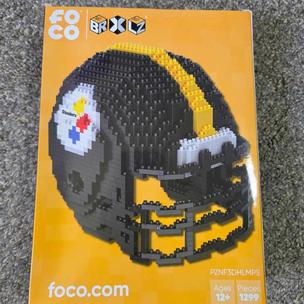 FOCO BRXLZ Pittsburgh Steelers NFL Helmet 1299 Pcs Building Set PZNF3DHLMPS